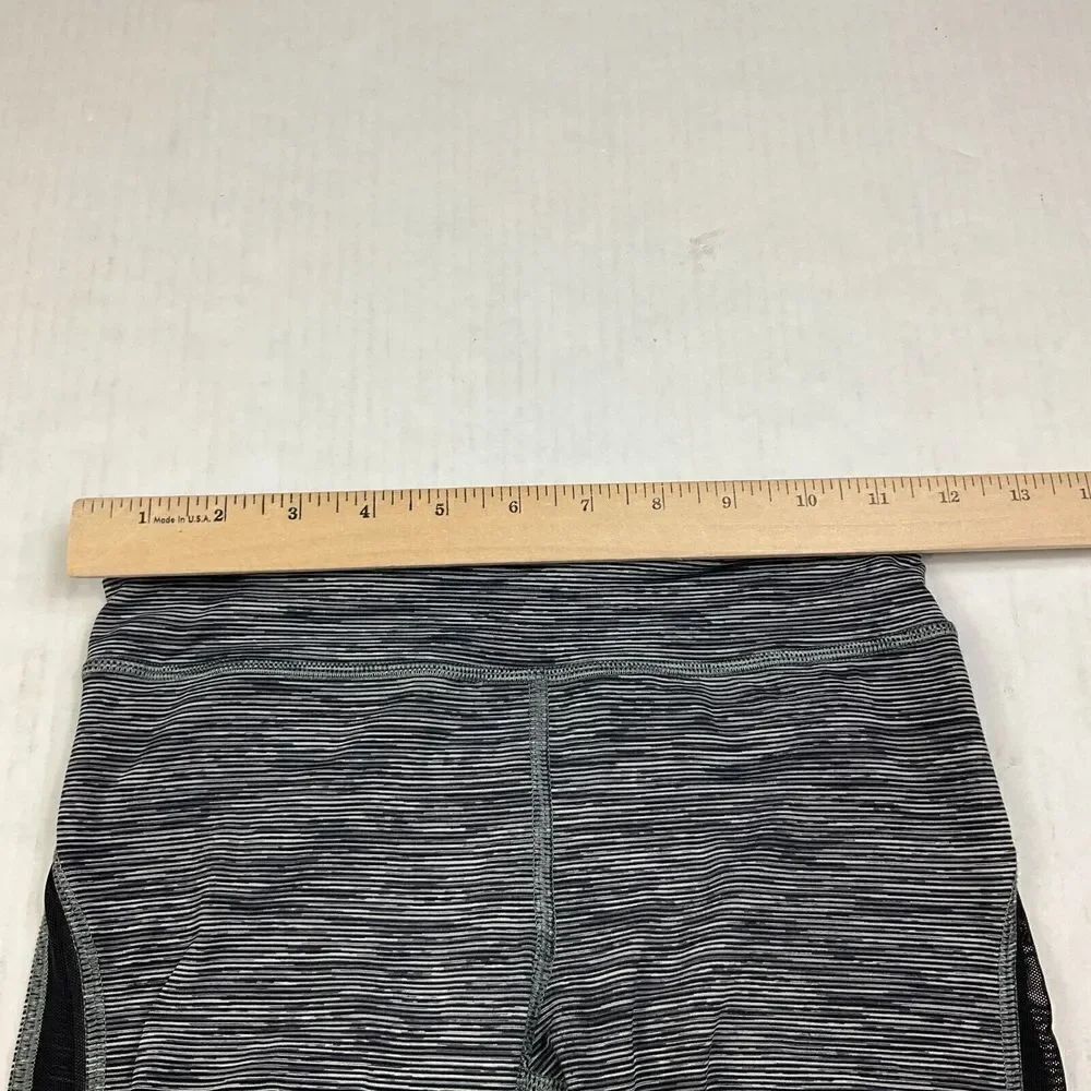 Lululemon Womens Cropped Mesh Leggings Striped Workout Athletic Pull On Size 2 - Picture 7 of 11